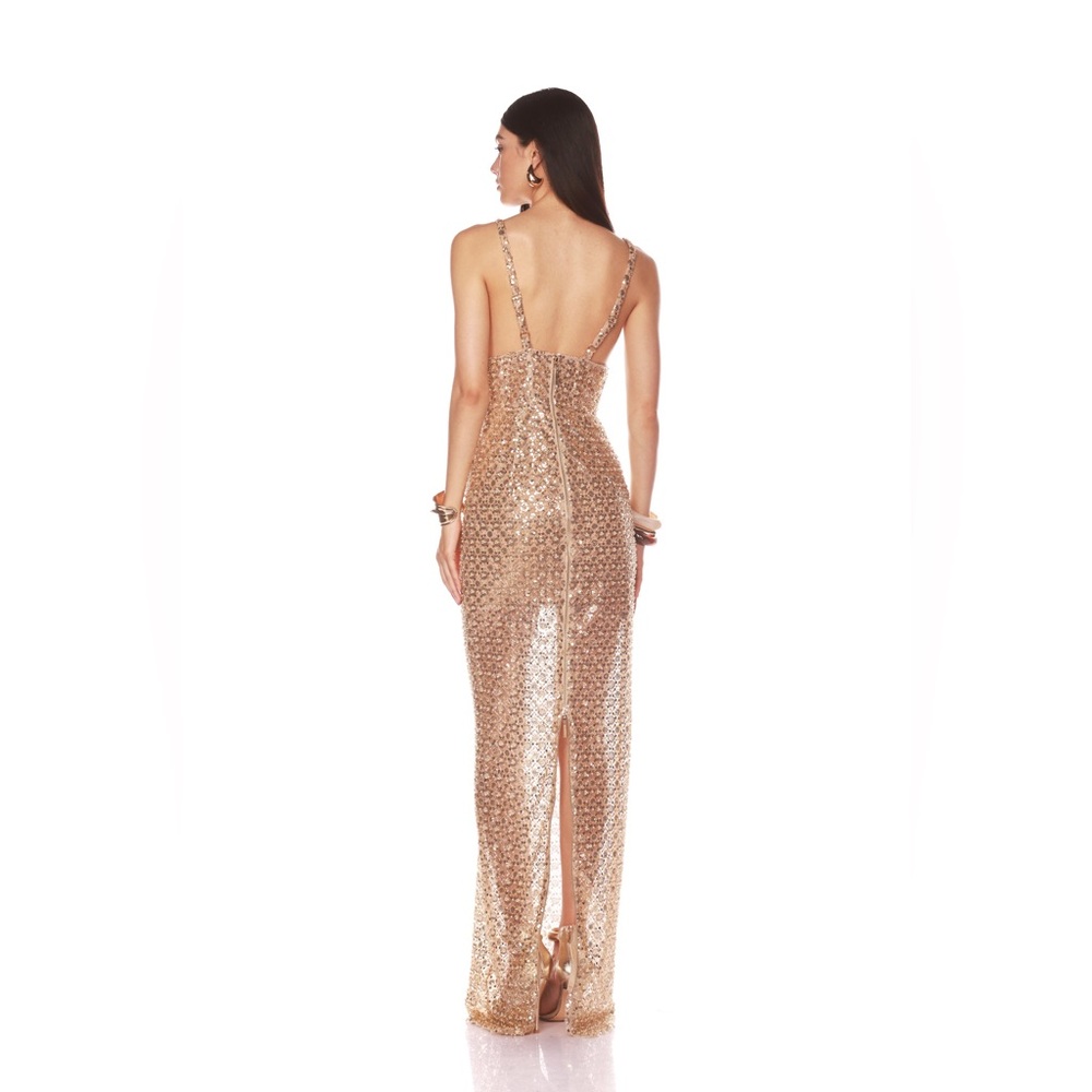 NWOT BRONX AND BANCO Allegra Gold Sequin Maxi Dress - Picture 5 of 16